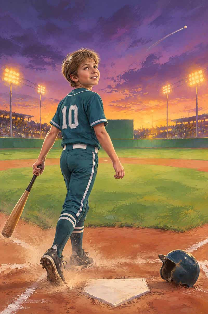 Baseball Home Run Hero Portrait twilight stadium walk-off look flat artwork