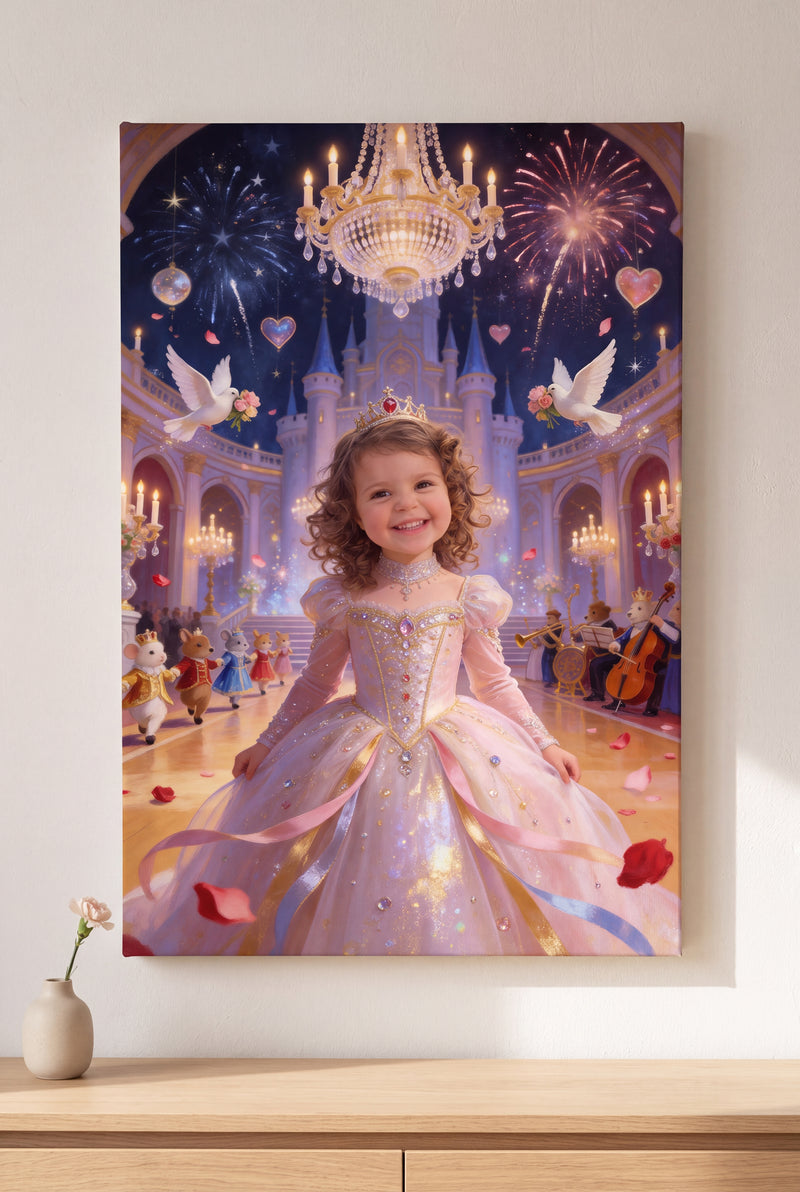 Castle Celebration Portrait stretched gallery-wrap canvas on the wall