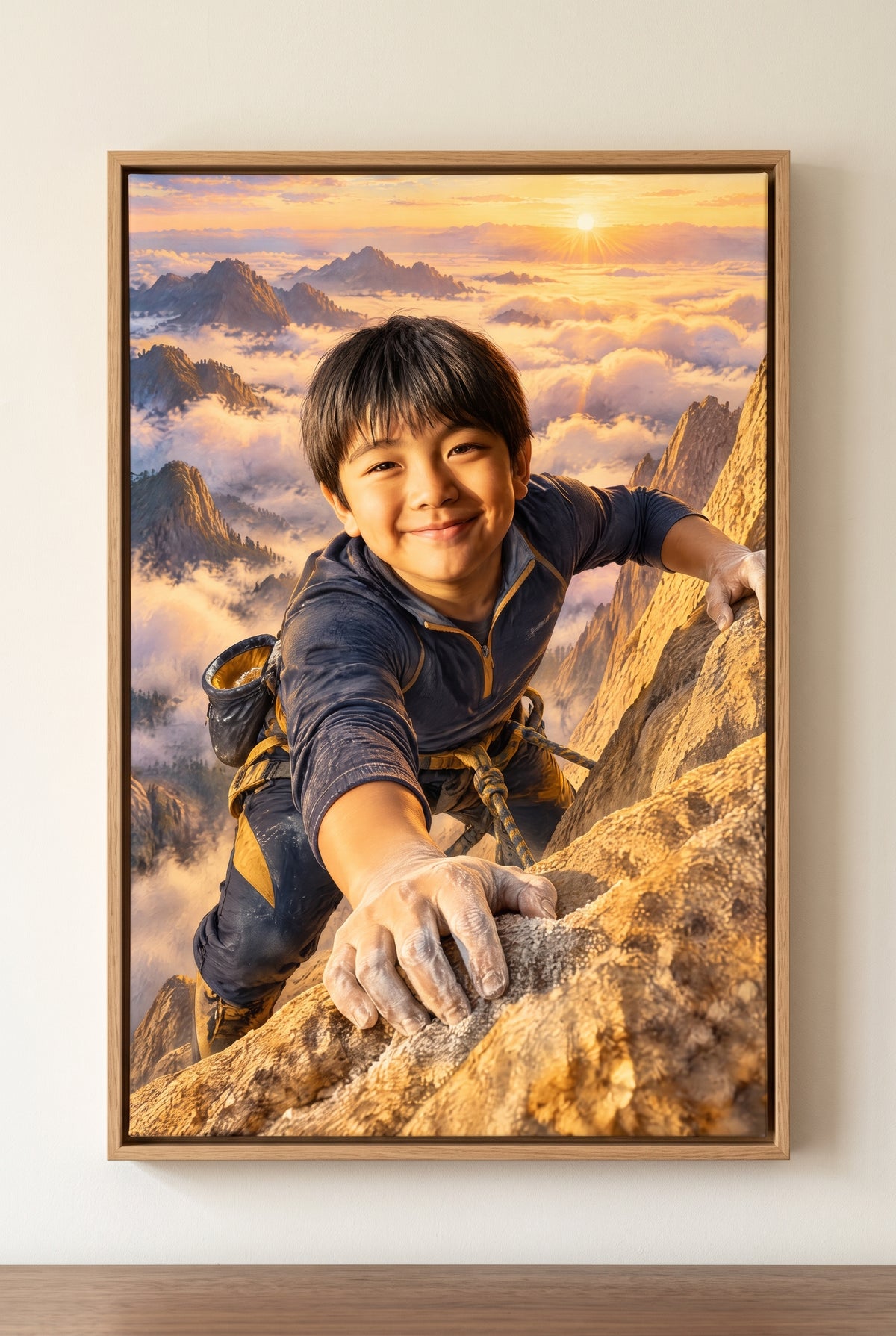 Granite Dawn Summit Reach Portrait floater-framed canvas on the wall