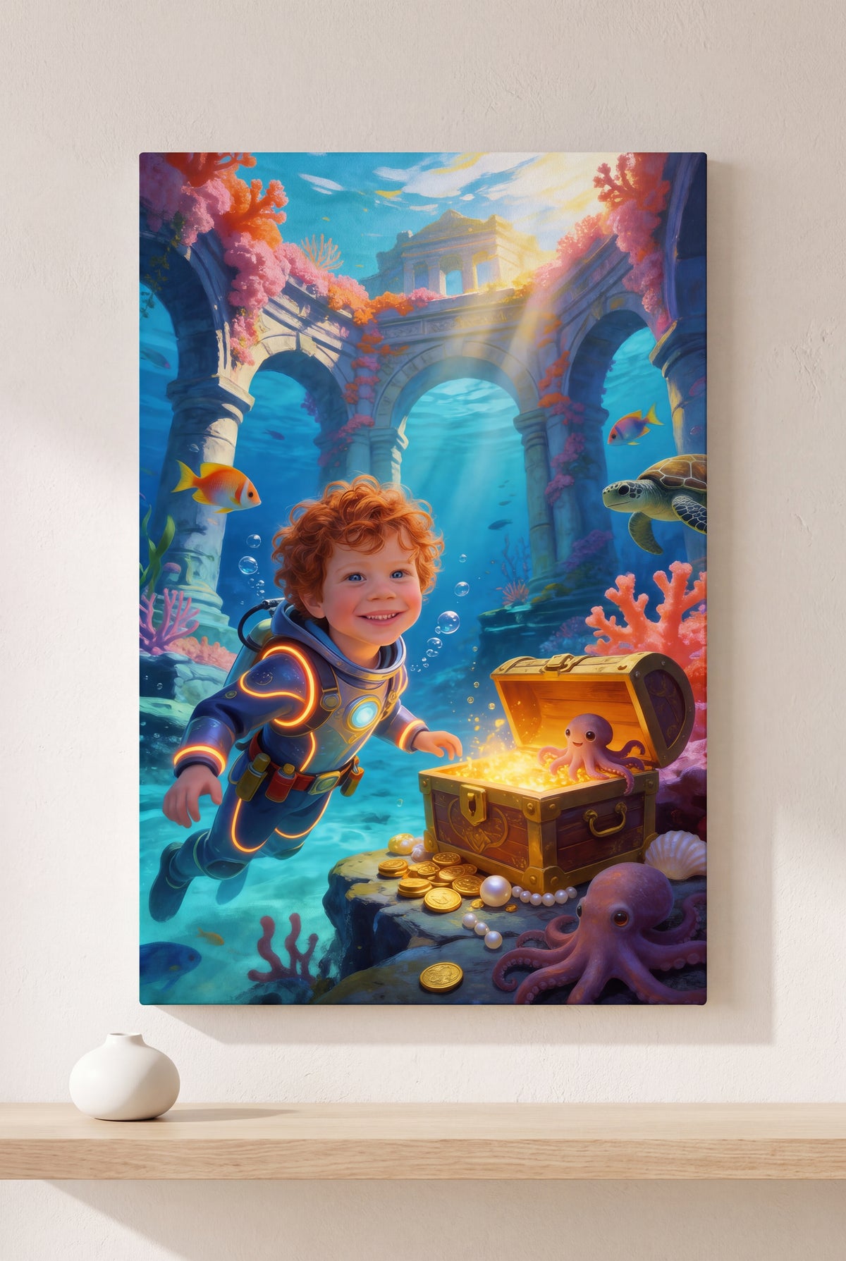 Treasure Hunter Portrait stretched gallery-wrap canvas on the wall