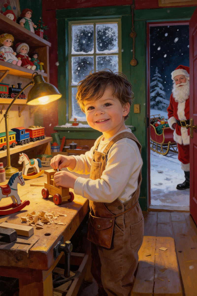 Santa's Workshop Helper Portrait flat artwork made from an example photo