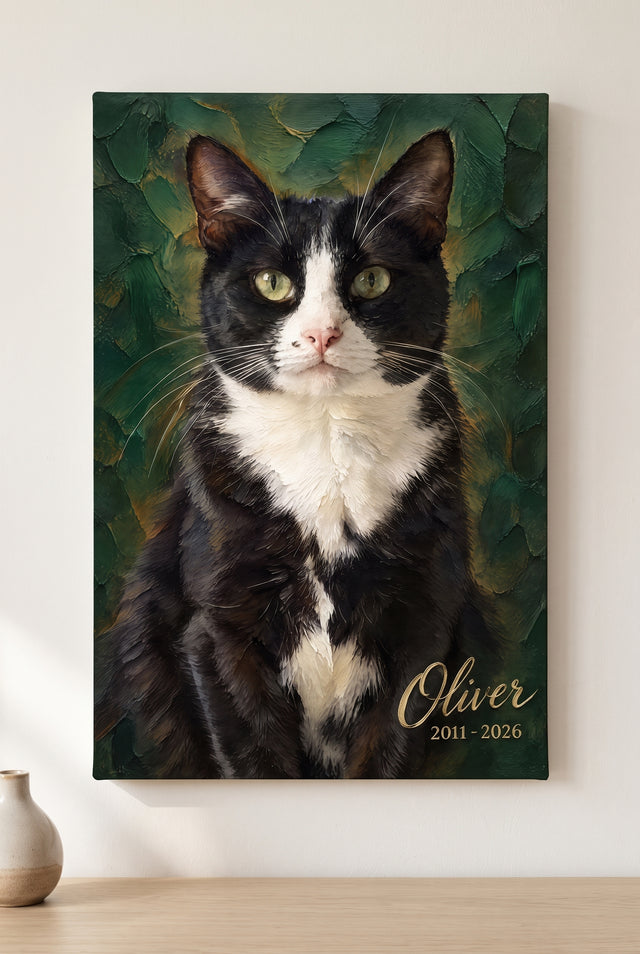 Impasto Oil Classic Pet Tribute stretched gallery-wrap canvas on the wall