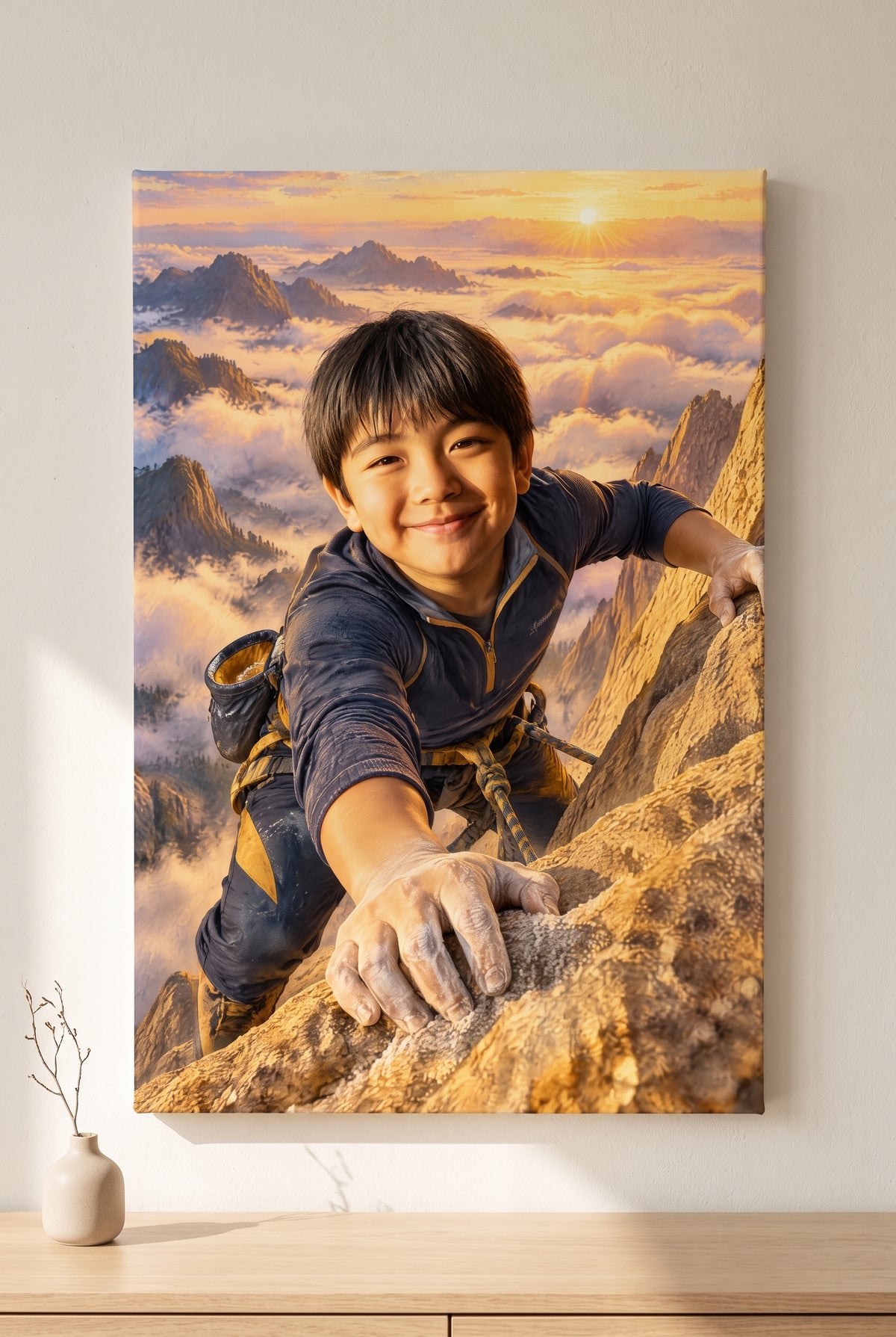 Granite Dawn Summit Reach Portrait stretched gallery-wrap canvas on the wall