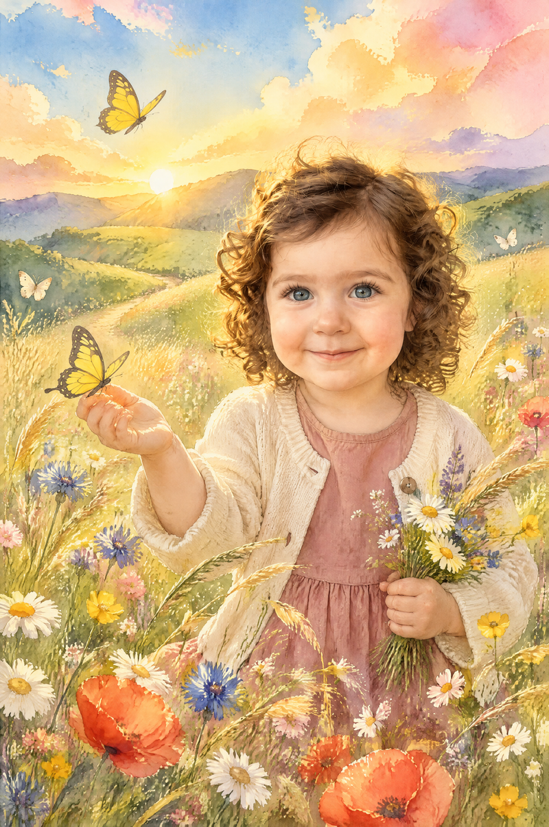 Wildflower Hilltop Wonder Portrait - flat artwork made from an example photo