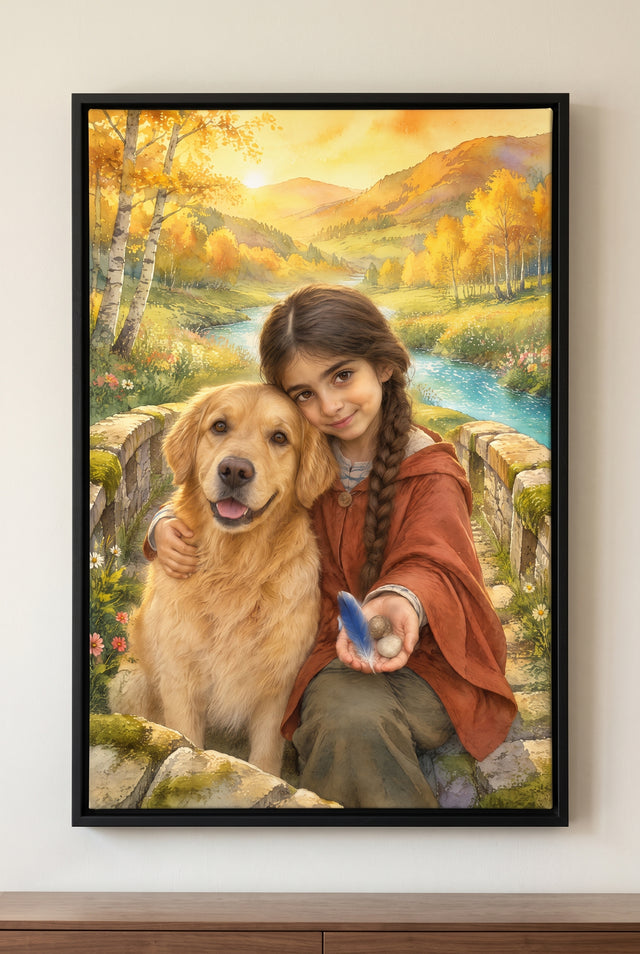 The Loyal Companion Bridge Portrait - floating frame canvas on the wall