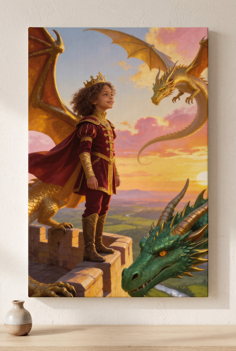 Dragon Queen Portrait stretched gallery-wrap canvas on the wall
