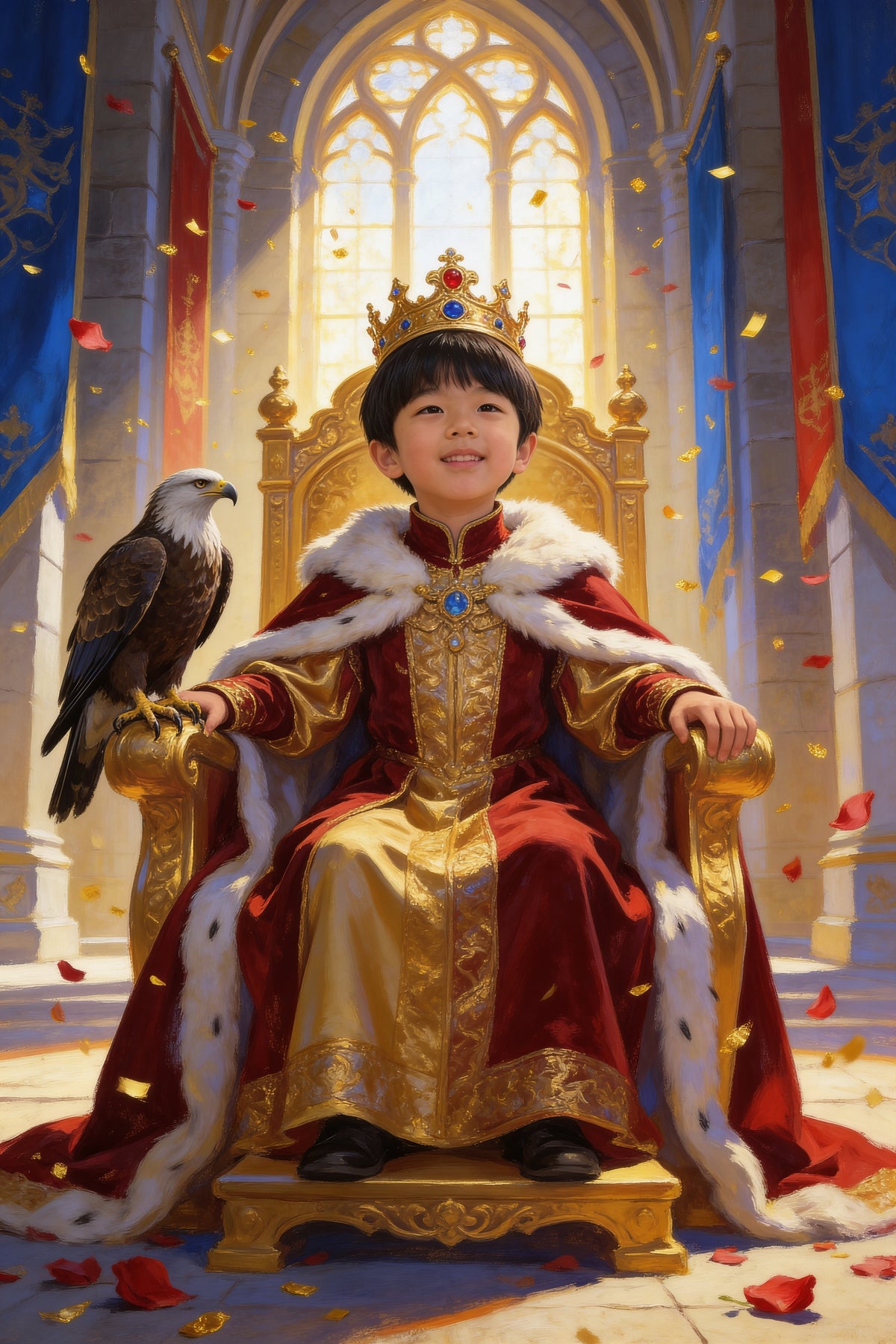 Young King Portrait flat artwork made from an example photo