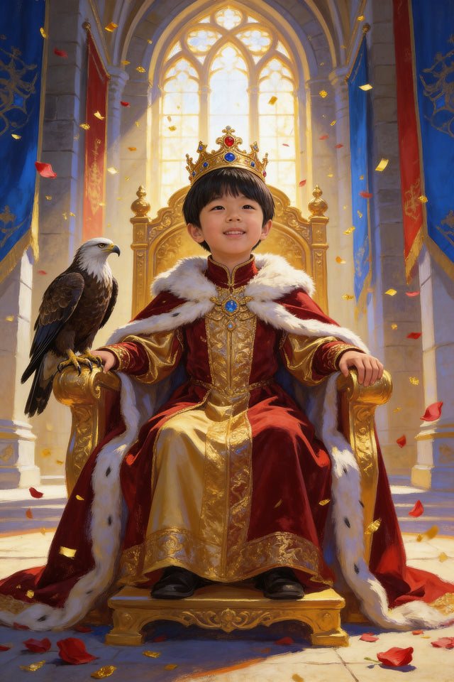 Young King Portrait flat artwork made from an example photo