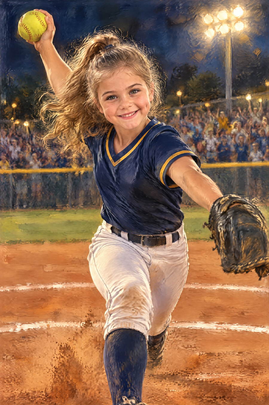 Softball Pitcher Portrait flat artwork made from an example photo