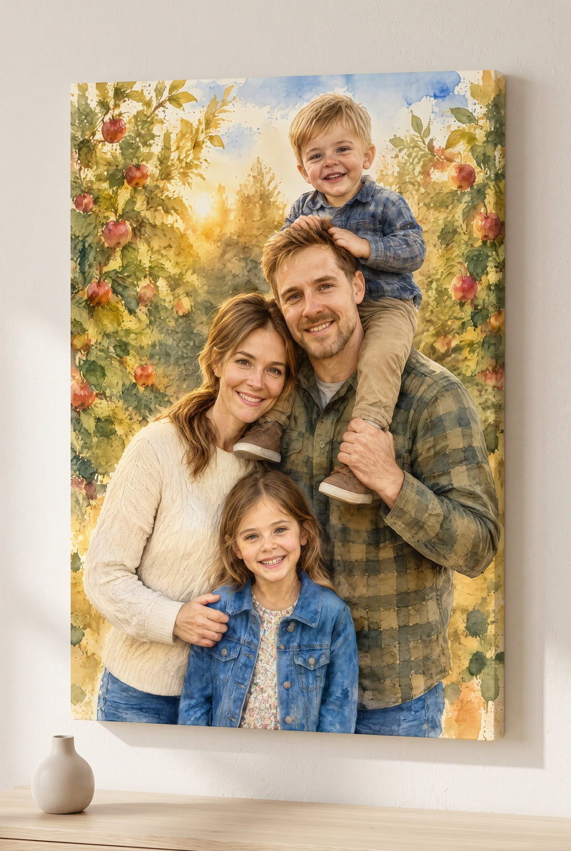 Classic Watercolor Portrait - stretched canvas on the wall