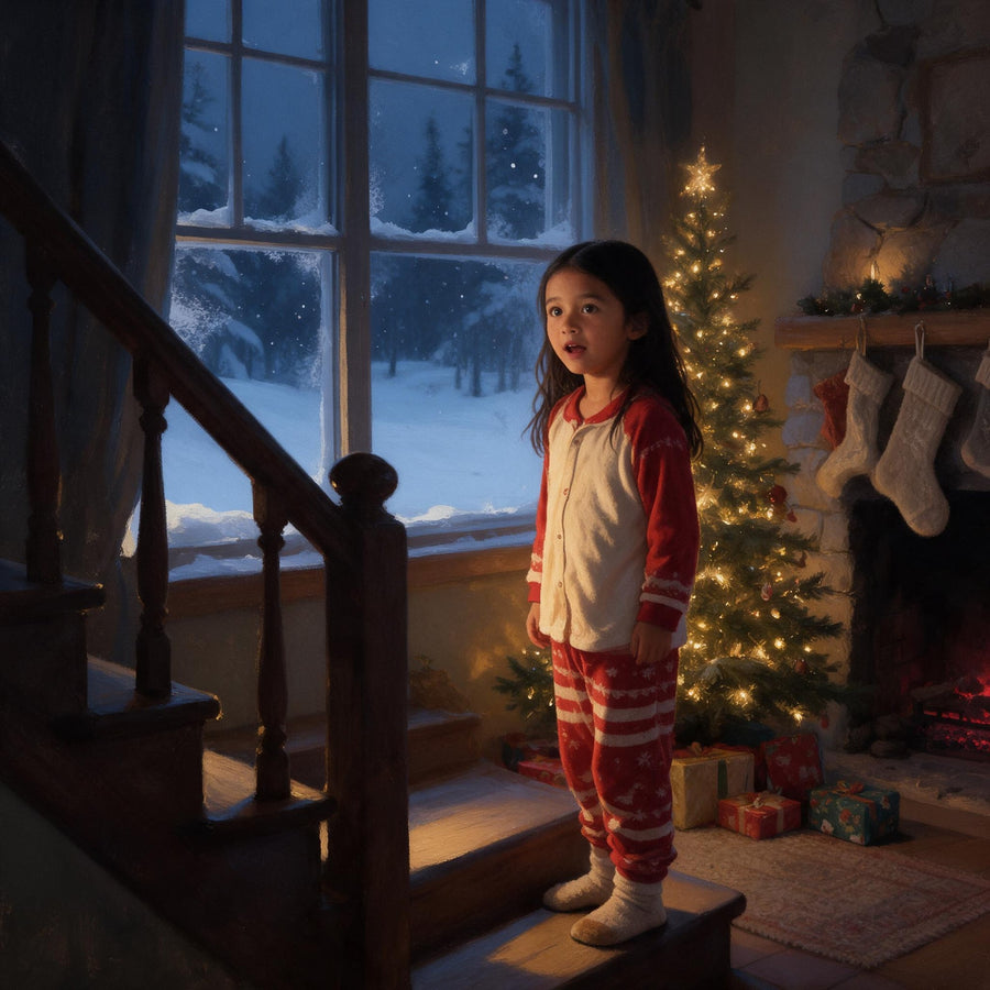 Christmas Morning portrait design made from an example photo