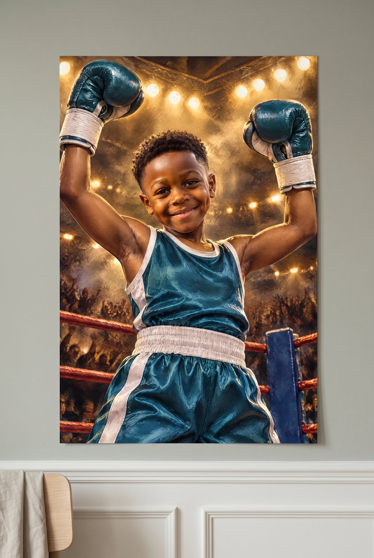 Championship Boxing Ring Glory Portrait unframed fine-art paper print on the wall