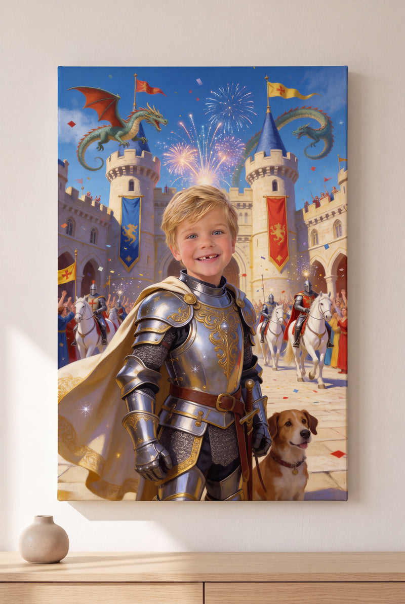 Knight's Quest Portrait stretched gallery-wrap canvas on the wall