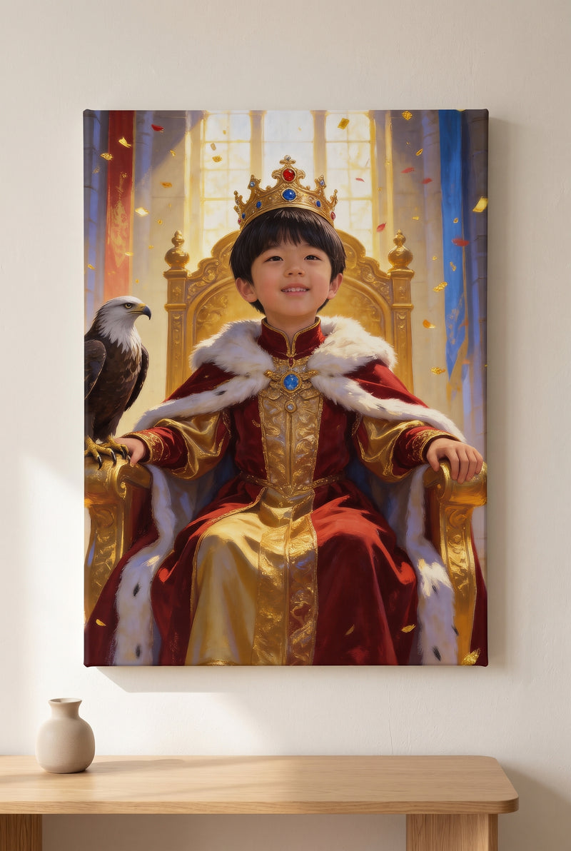 Young King Portrait stretched gallery-wrap canvas on the wall