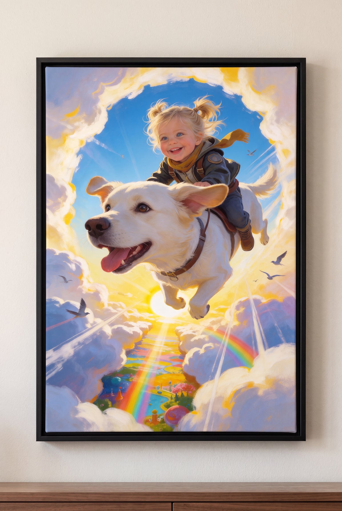 Cloud Adventure Portrait floater-framed canvas on the wall