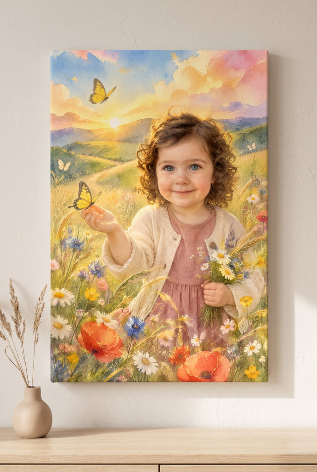 Wildflower Hilltop Wonder Portrait - stretched canvas on the wall