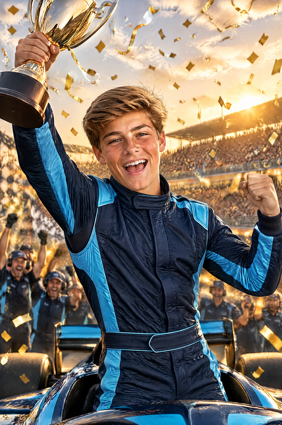 Formula Racing Champion Portrait flat artwork made from an example photo