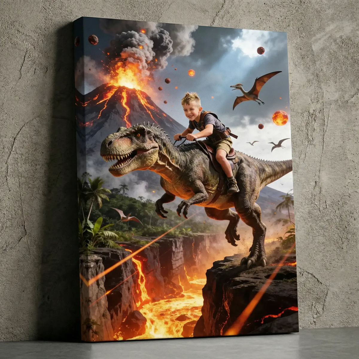 Dinosaur Rider Fantasy Portrait | Epic Adventure Wall Art – Vivido