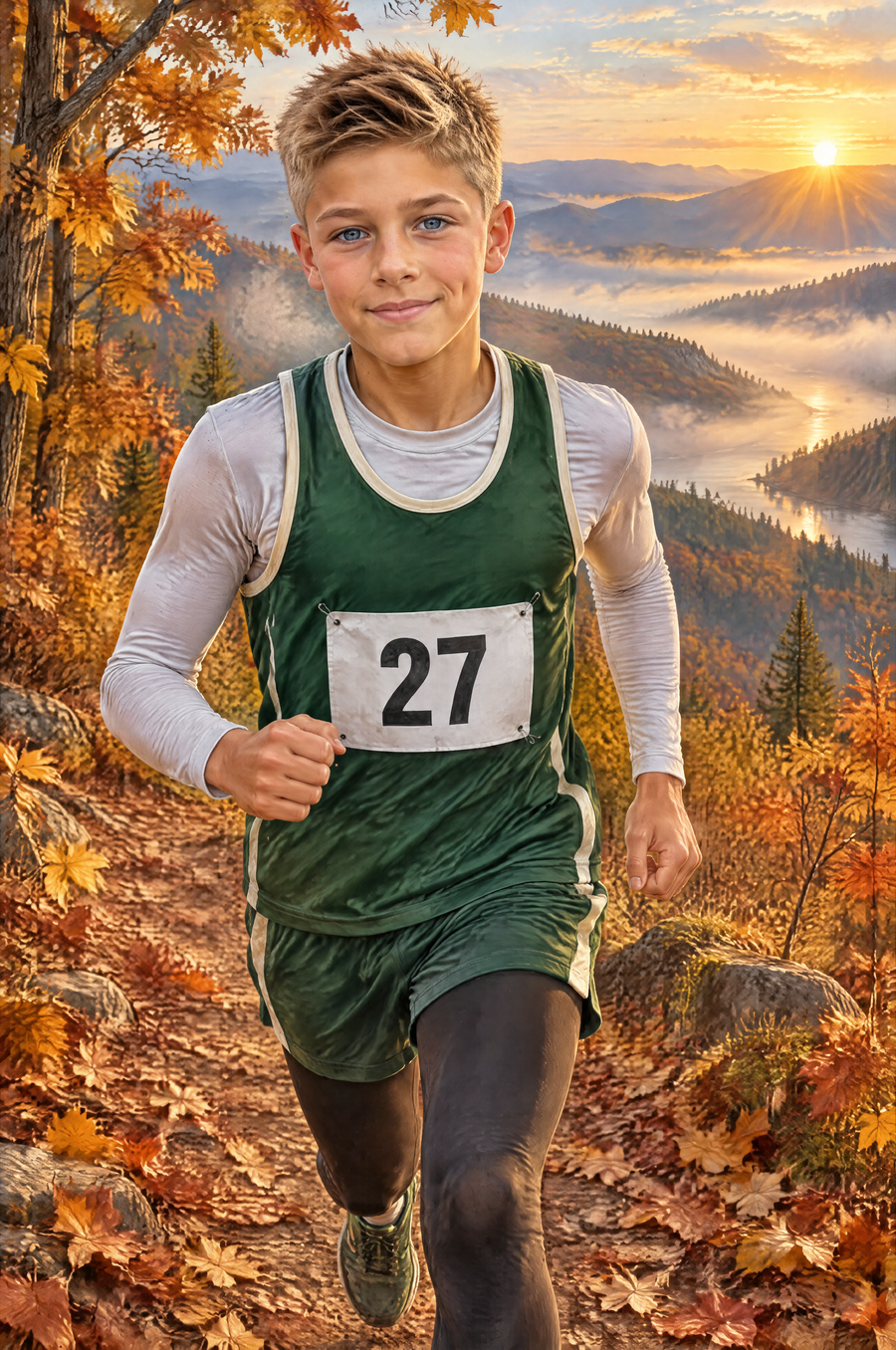 Misty Autumn Ridge Cross Country Portrait flat artwork made from an example photo