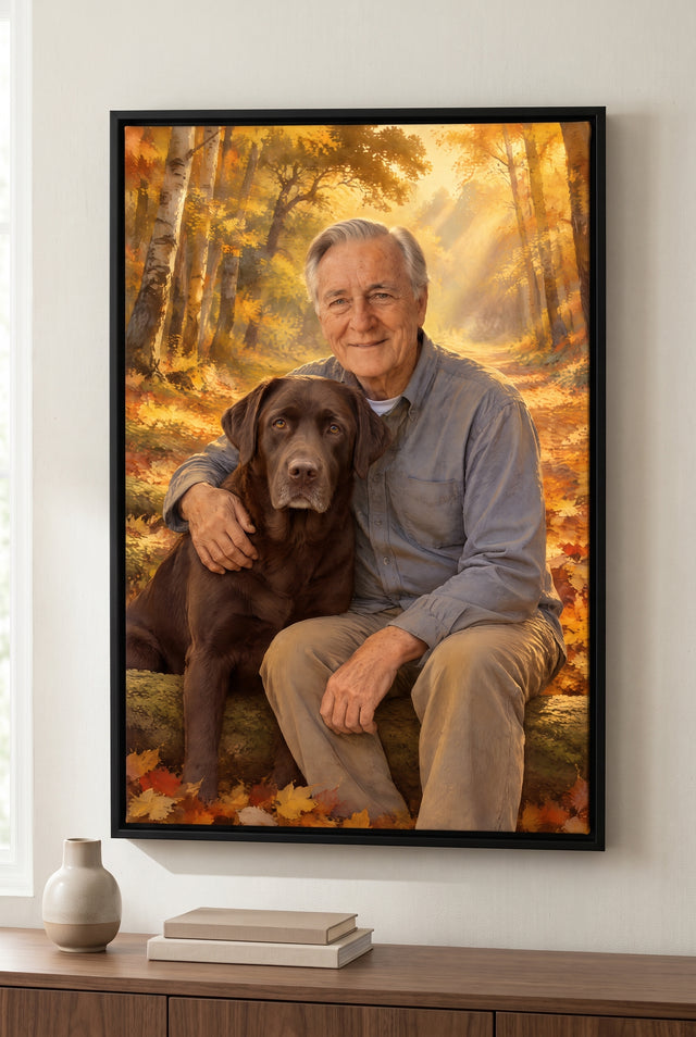 Still Beside Me Pet Memorial Portrait - floating frame canvas on the wall