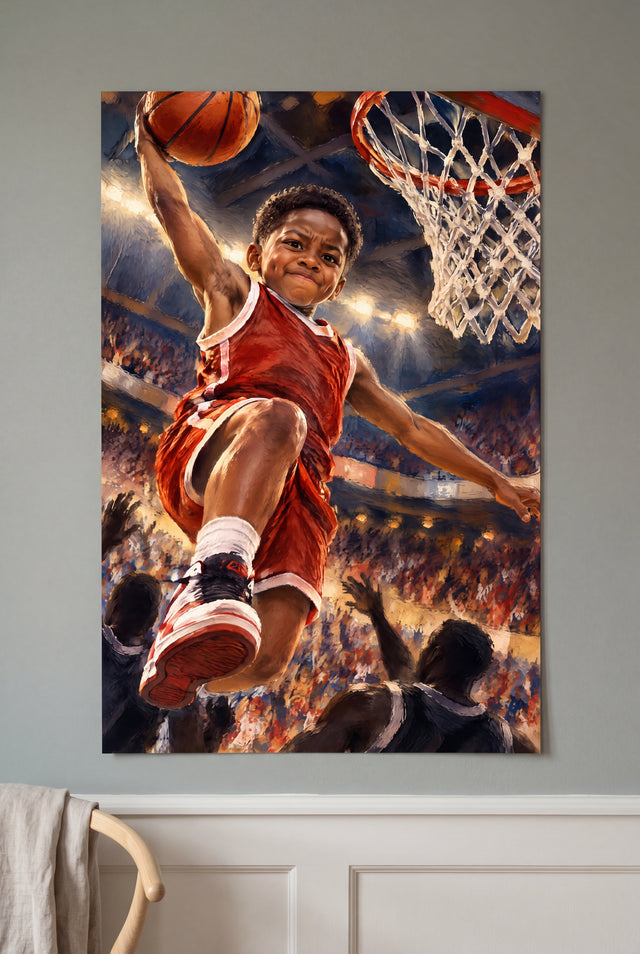 Basketball Buzzer Beater Portrait unframed fine-art paper print on the wall