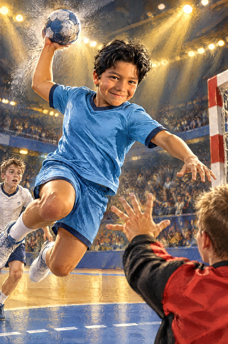 Team Handball Sky Leap Portrait flat artwork made from an example photo