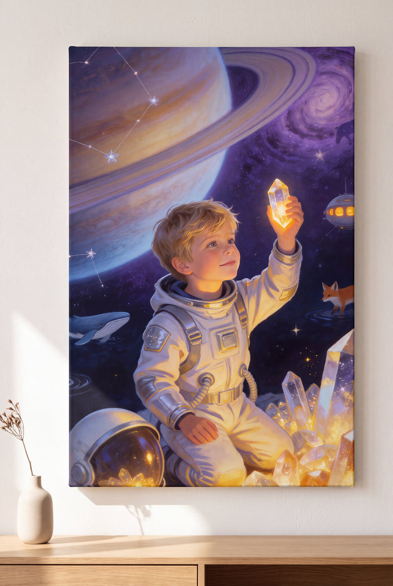 Space Explorer Portrait stretched gallery-wrap canvas on the wall