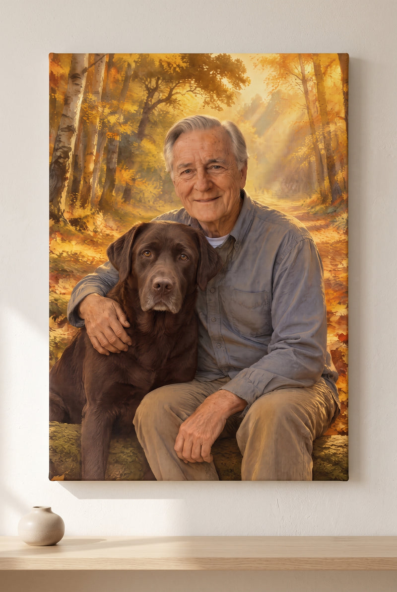 Still Beside Me Pet Memorial Portrait - stretched canvas on the wall