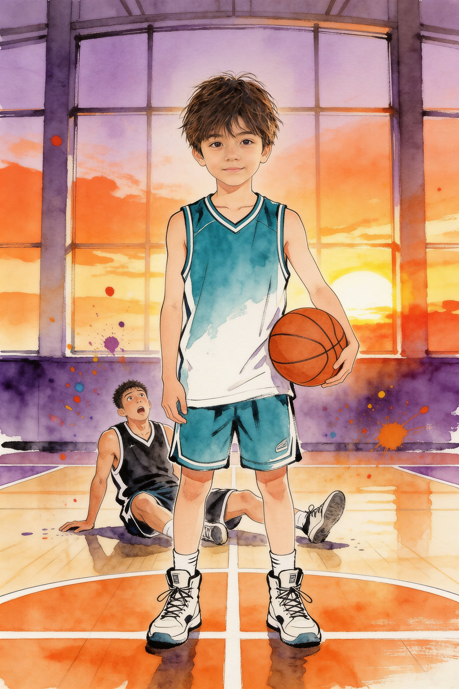 Basketball Crossover Portrait flat artwork made from an example photo