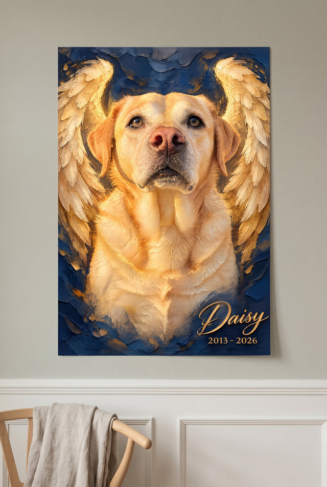 Impasto Oil Pet Memorial Wings Portrait unframed fine-art paper print on the wall