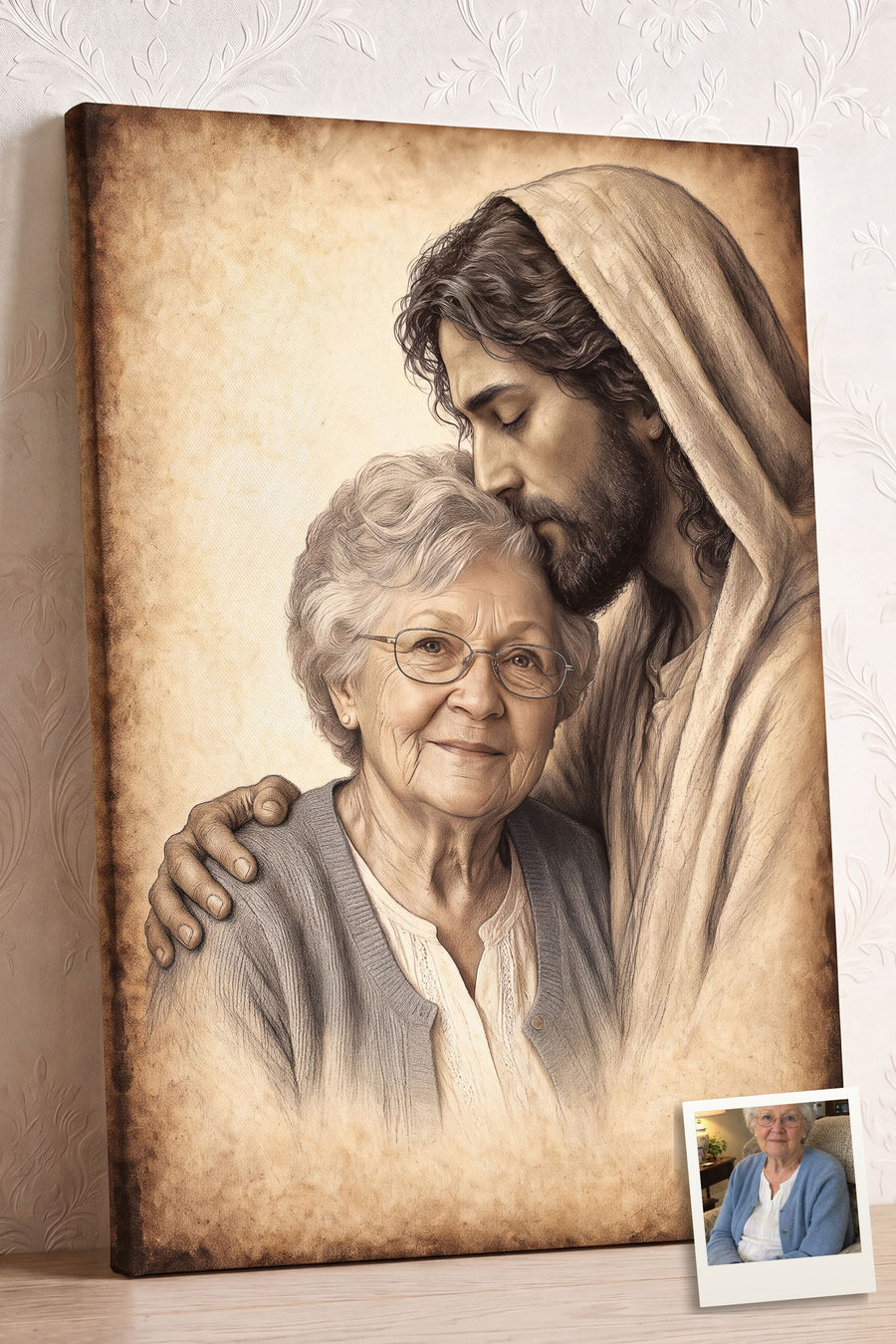 Welcome Home Sepia Memorial Portrait personalized portrait example 1