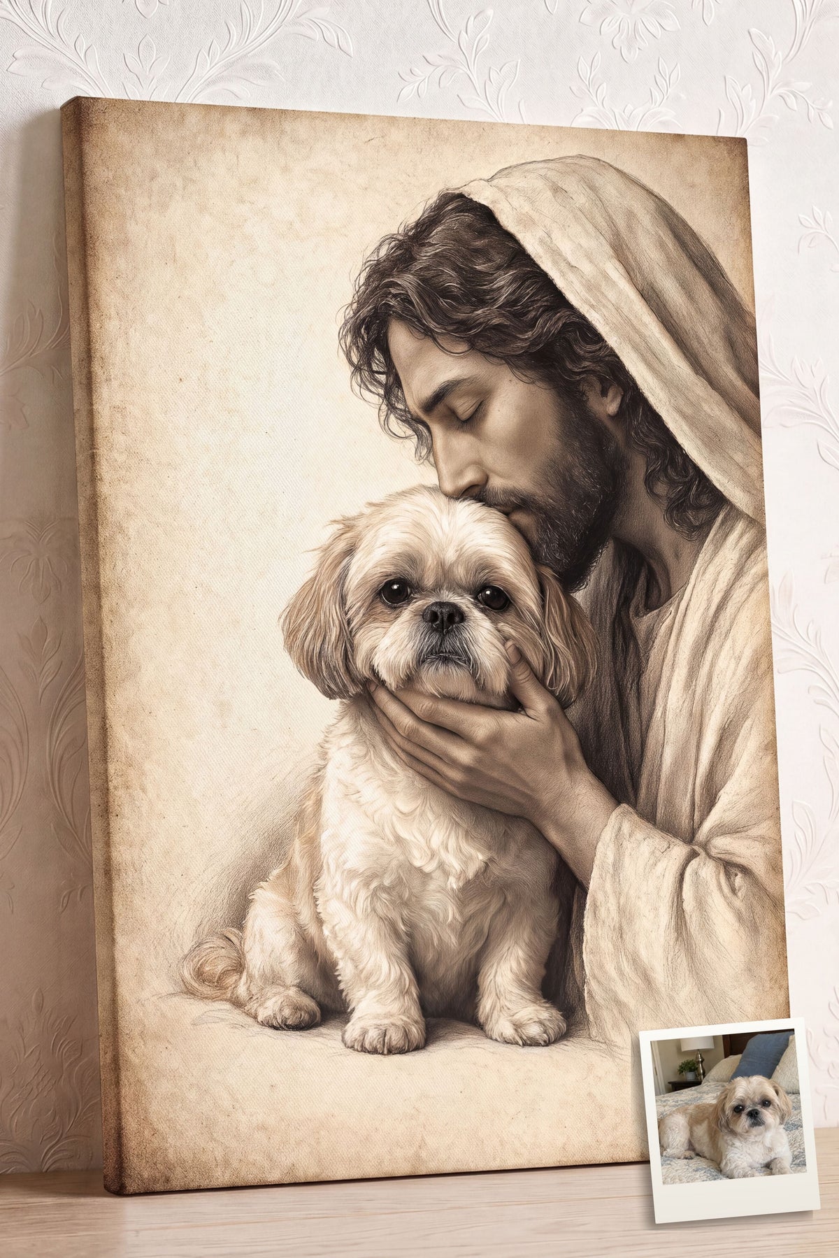 Welcome Home Sepia Pet Memorial Portrait personalized portrait example 1