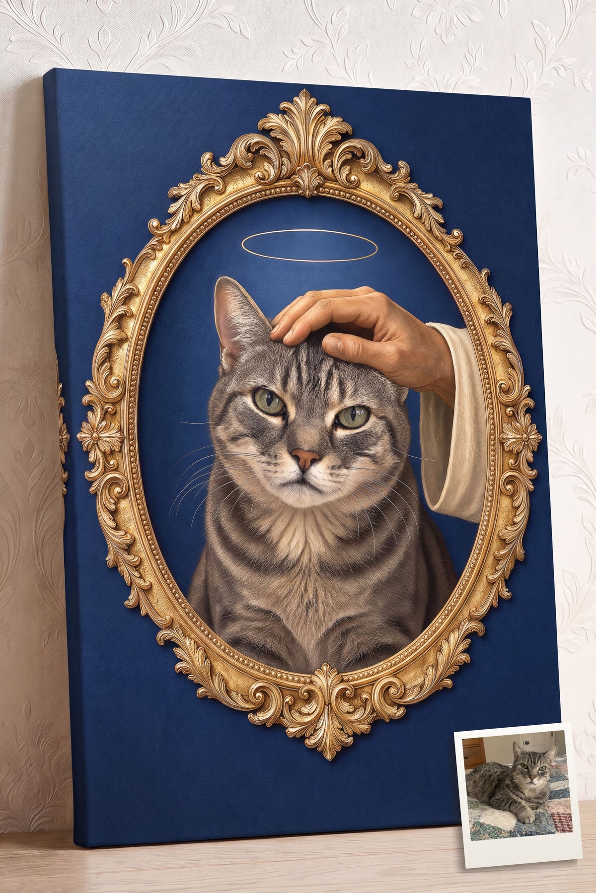 Blessed Pet Portrait in a Gilded Oval personalized portrait example 3