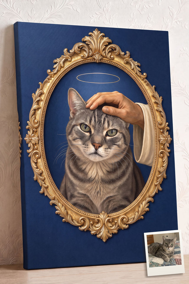 Blessed Pet Portrait in a Gilded Oval personalized portrait example 3