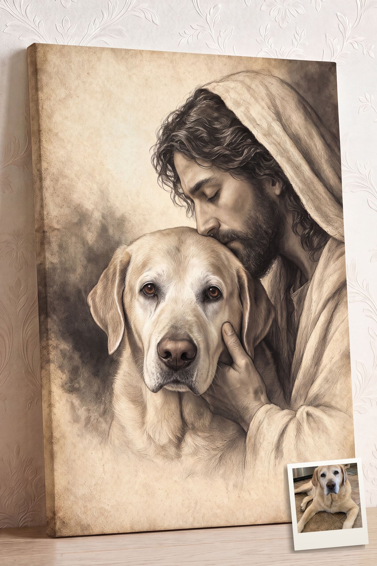 Welcome Home Sepia Pet Memorial Portrait personalized portrait example 3