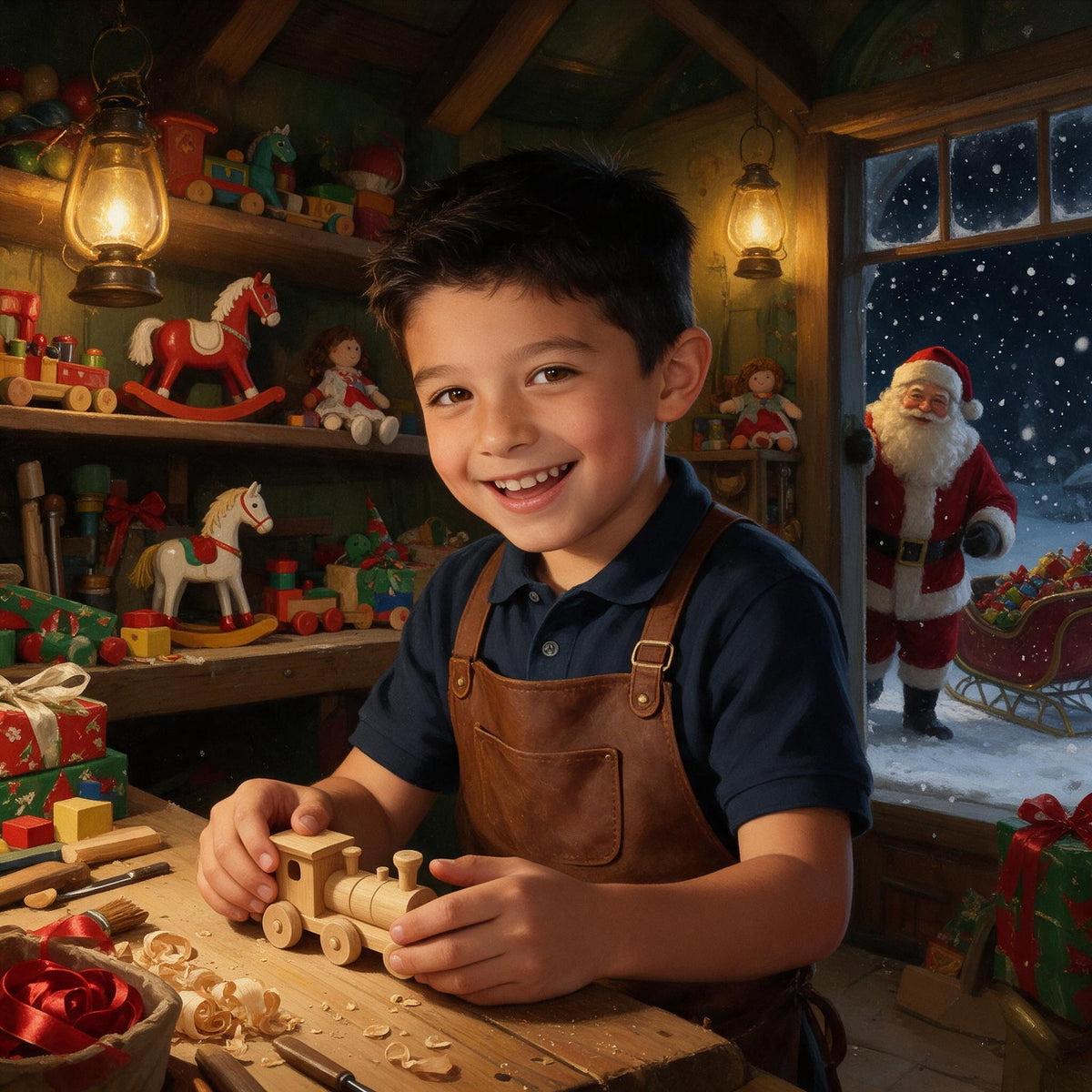 Santa's Workshop Helper portrait design made from an example photo