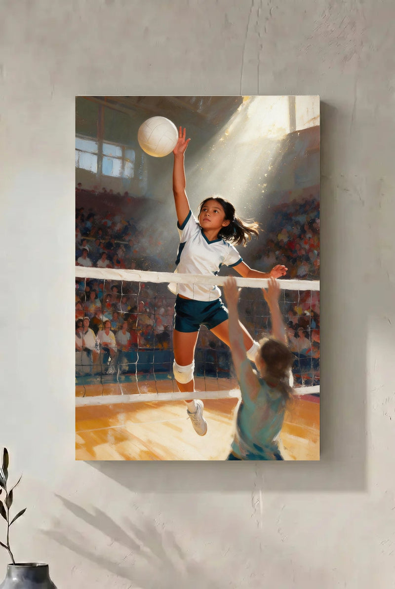 Volleyball Spike portrait as a canvas on the wall